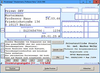 Standard-Privatrezept in RST-MED Win. Klick zur Vergrößerung.